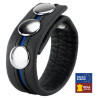 The Red Cockring en cuir 3 Pressions Noir-Bleu